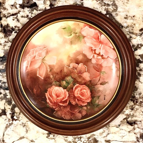 Georgous Hand Painted Pink Rose Plate Signed By Mag. - Picture 1 of 4
